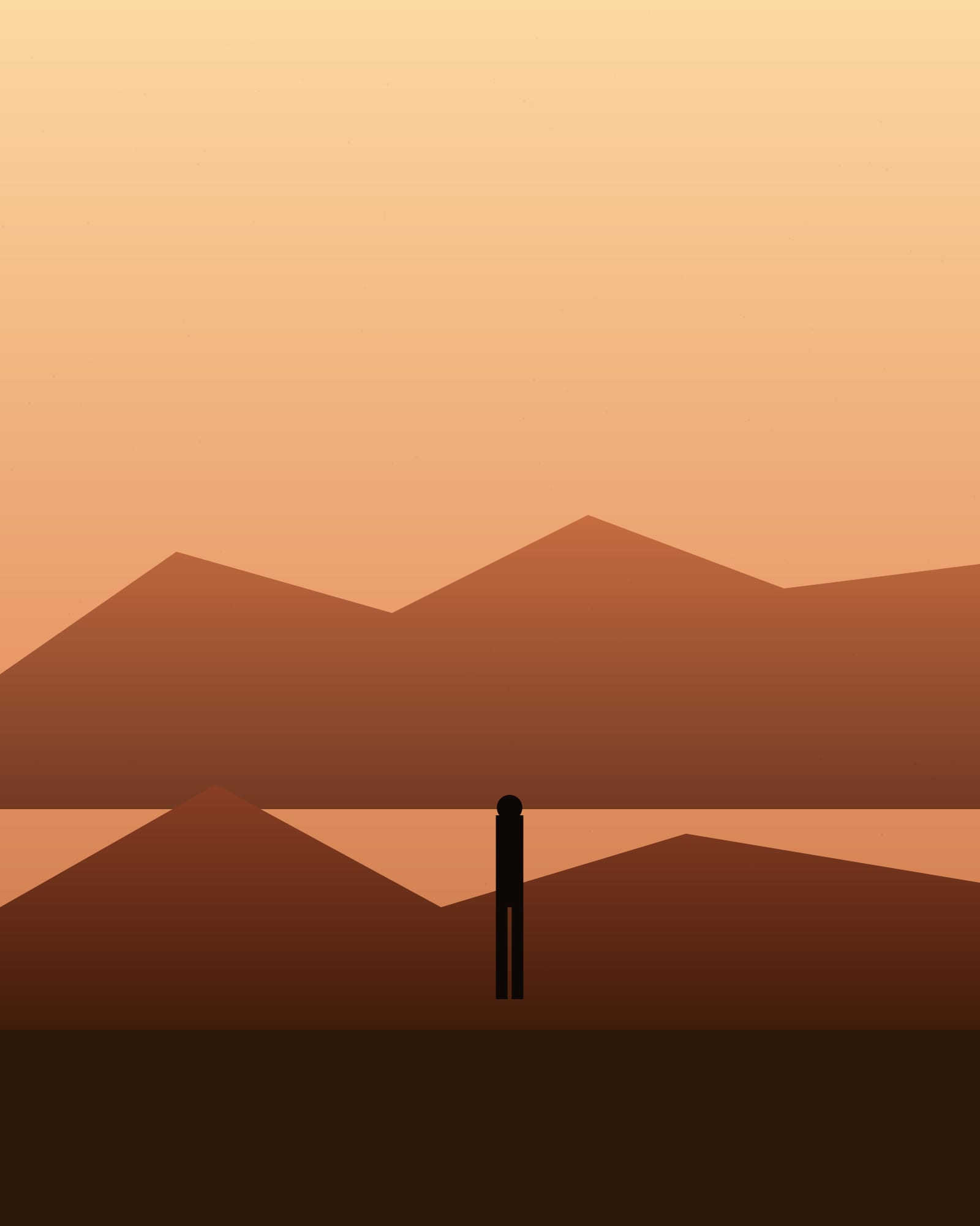 Placeholder hero — sandstone landscape at golden hour with a single distant figure.