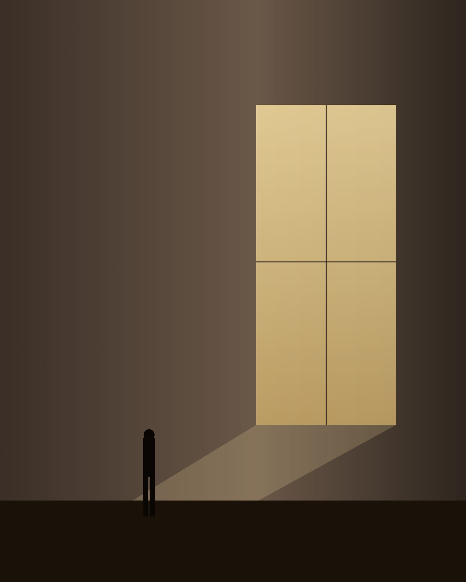 Placeholder hero — window-lit studio interior with figure in profile.