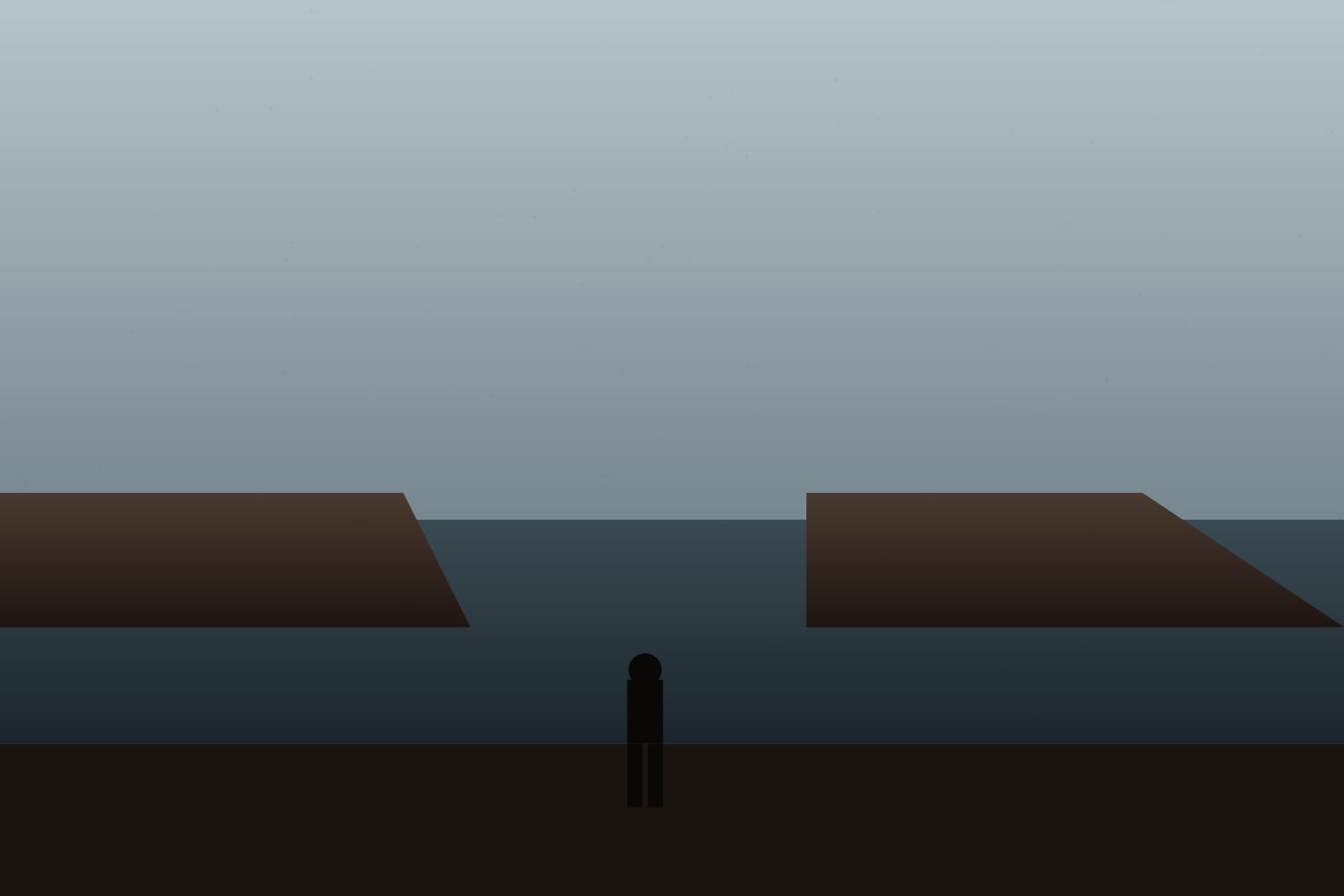 Placeholder image — coastal cliff overlook framing a single figure.